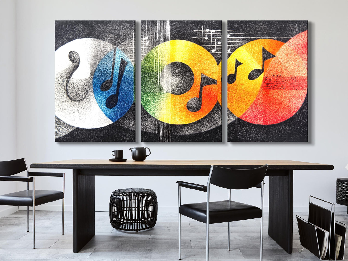 Art mural abstrait de notes de musique, impression sur toile moderne, décor coloré de musicien, œuvre d'art contemporaine pour studio de musique, décoration murale pour salon