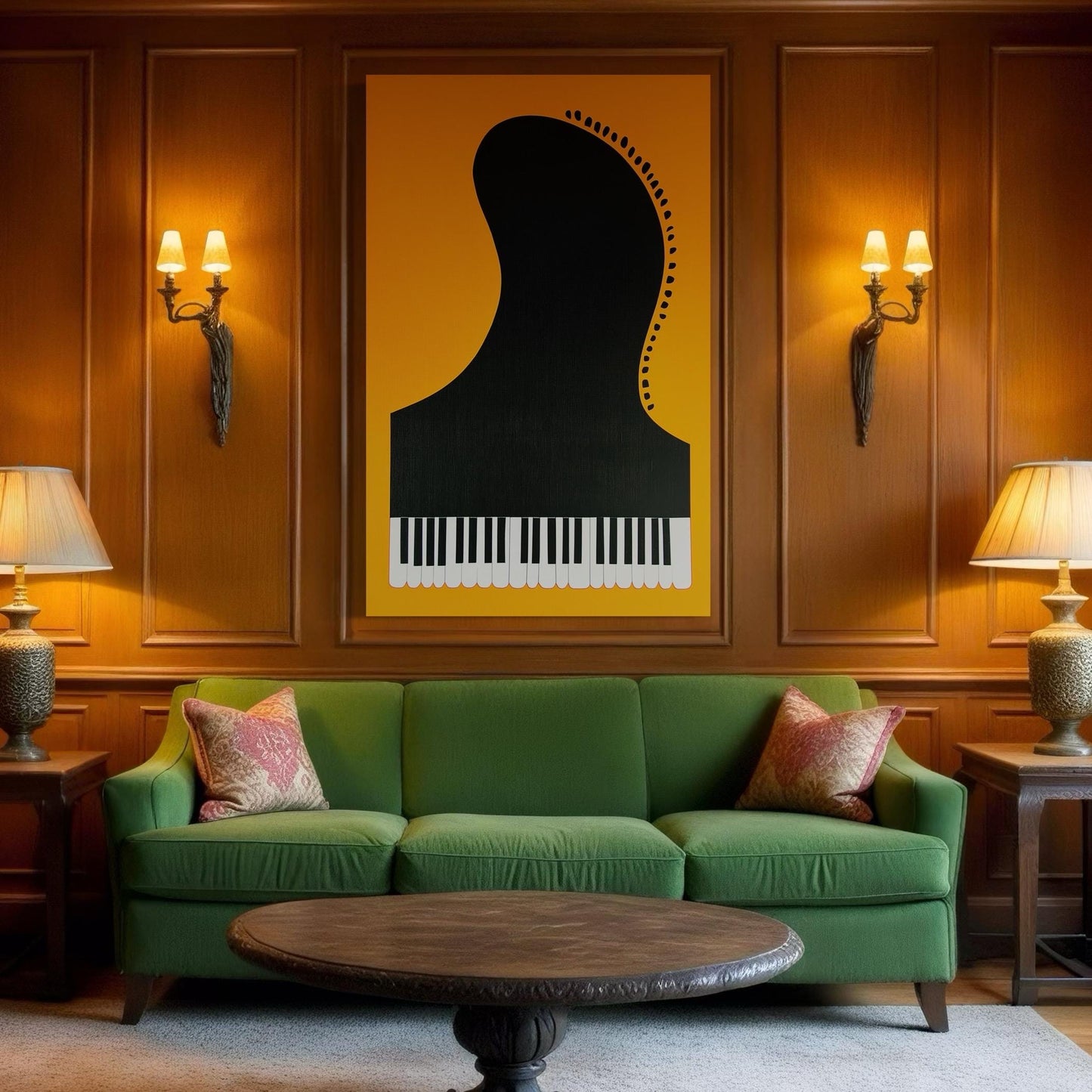 Piano Print - Gift for Musician, Grand Piano Wall Art, Mid Century Modern Jazz Art, Music Poster, Living Room Music Decor, Gift for Pianist