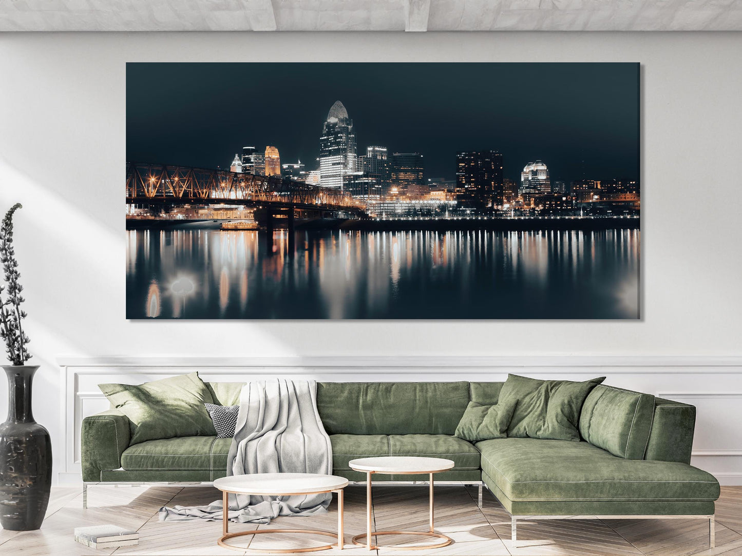 Cincinnati Skyline Wall Art - Large Cincinnati Canvas Print, Oversized Ohio River Bridge Artwork, Modern Fine Art -  Contemporary Home Decor