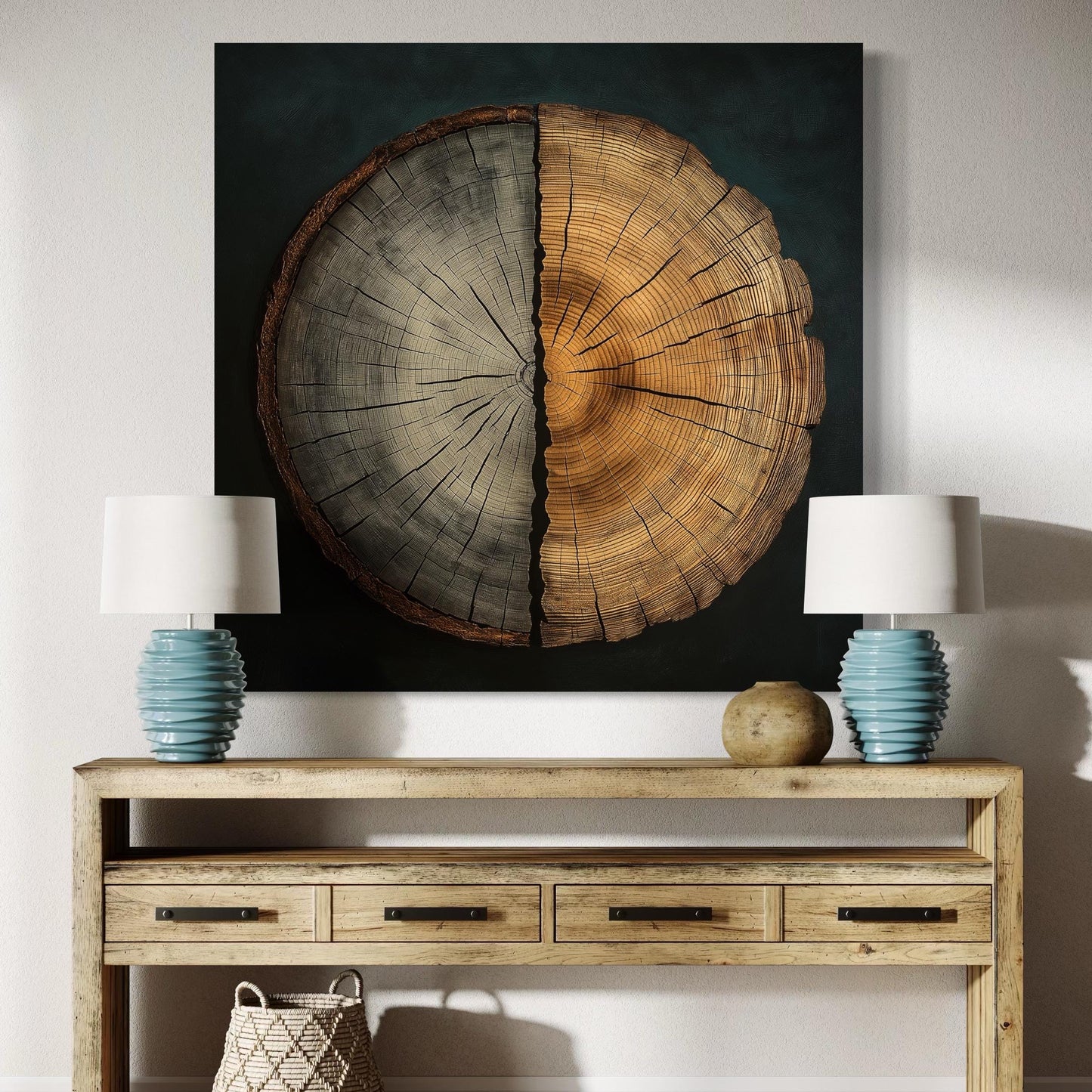 Tree Ring Wall Art - Rustic Interior Decor, Wood Texture Art, Neutral Decor, Tree Rings Cross Section Print, Trunk Artwork, Tree Ring Canvas