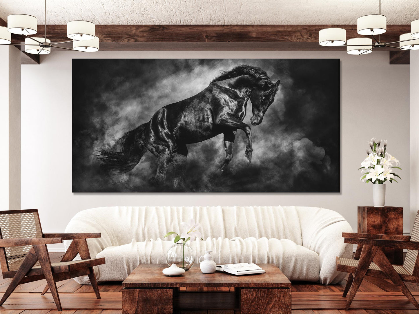 Black Horse Wall Art - Equestrian Wall Decor, Black Stallion Canvas Art, Modern Horse Art Print, Black Horse Artwork, Horse Lover Gift Idea
