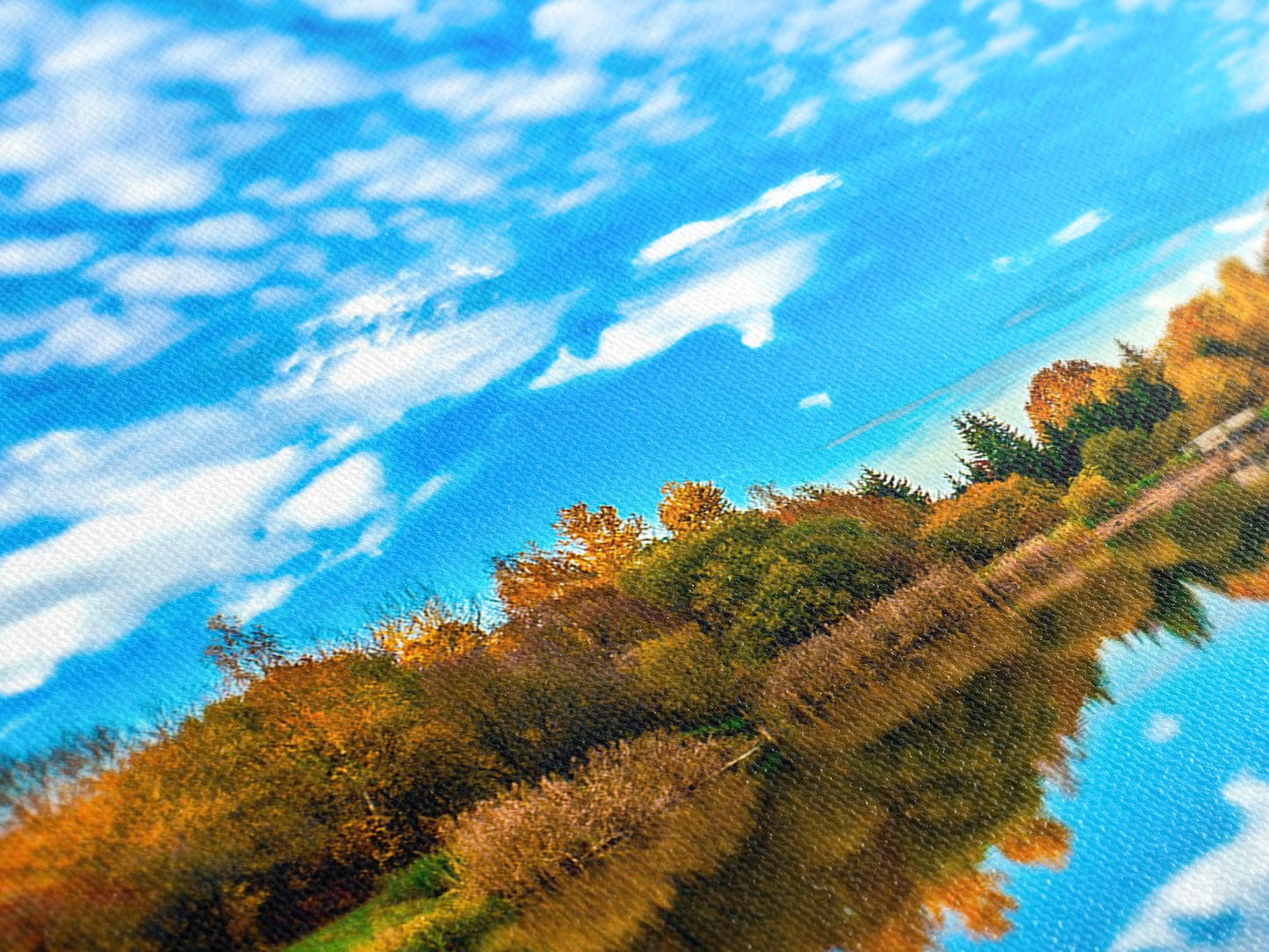 Autumn Lake Wall Art, 5-Panel Massachusetts Mountain Landscape Canvas Print, Large Fall Nature Art Print, Scenic Mountains Wall Art Painting