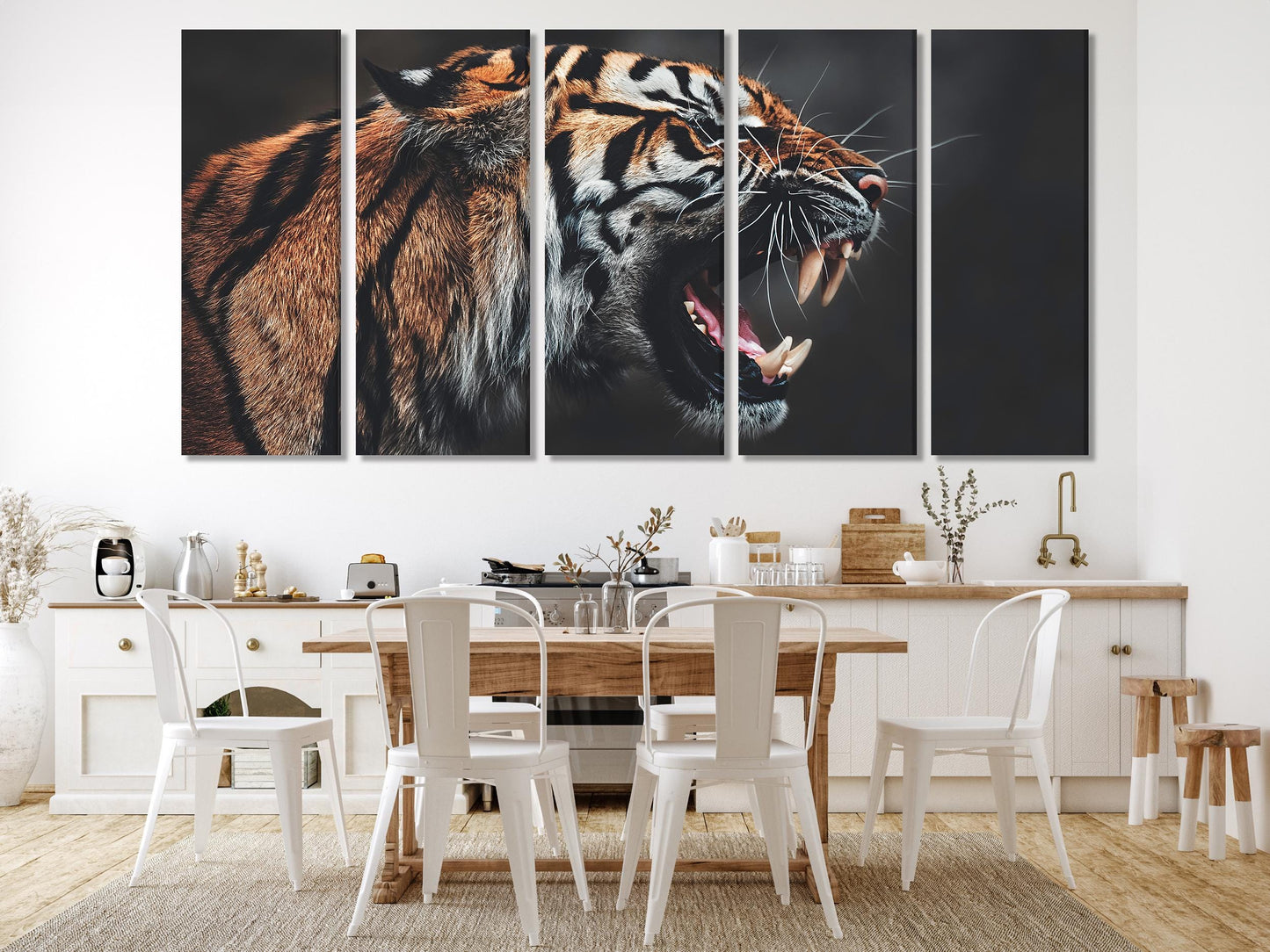 Roaring Tiger Canvas Art - Wildlife Wall Art, Large Tiger Canvas Print, Wild Tiger Canvas Art Print - Tiger Wall Art, Wildlife Artwork Print