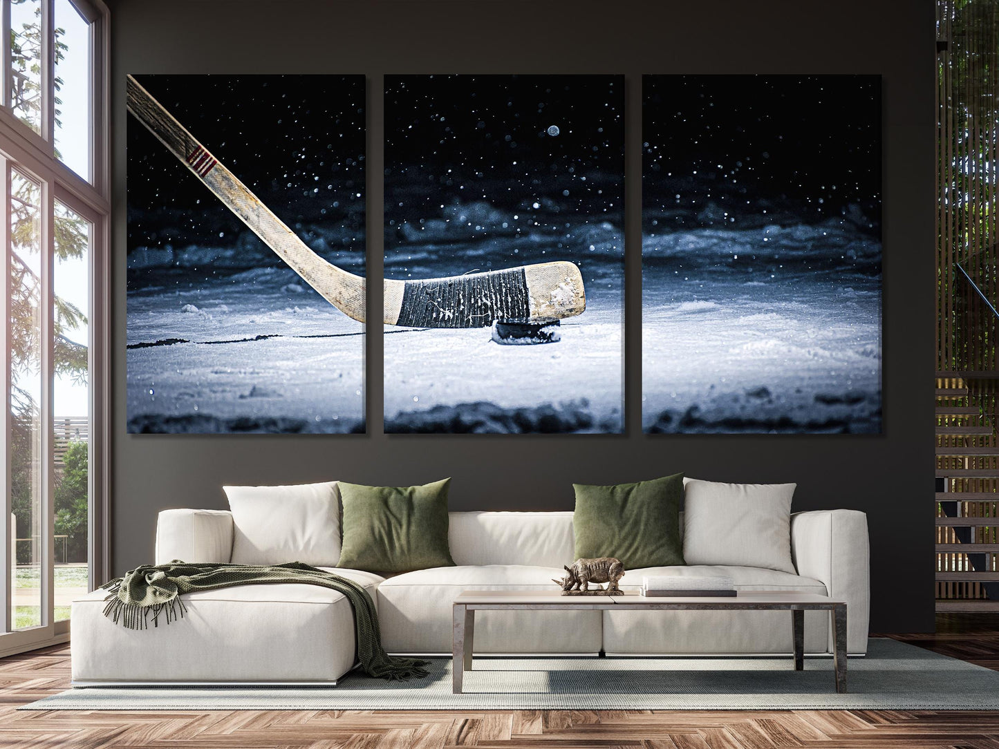 하키 아트 벽 장식 - 모던 하키 벽 장식, 캔버스에 그린 하키 작품, 대형 하키 프린트, 남자아이 방을 위한 하키 장식, 하키 애호가를 위한 선물