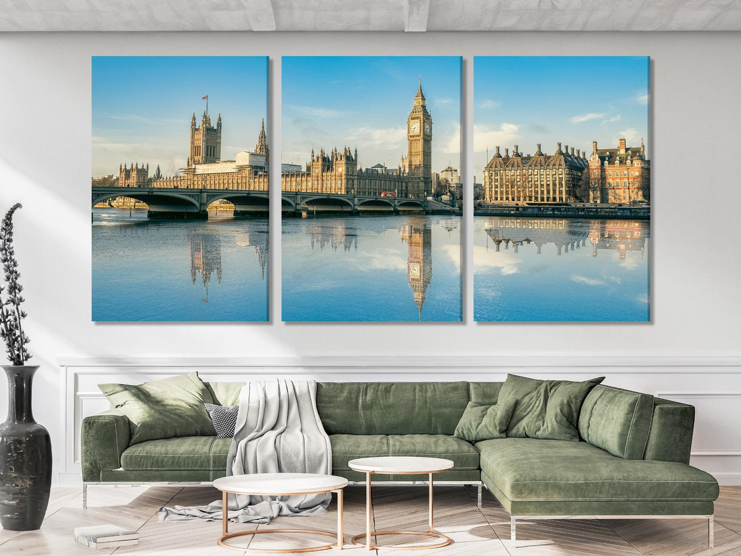Big Ben Canvas Art - London Wall Art, Westminster Palace over River Thames Canvas Print, London Cityscape, London Wall Art, London Art Print
