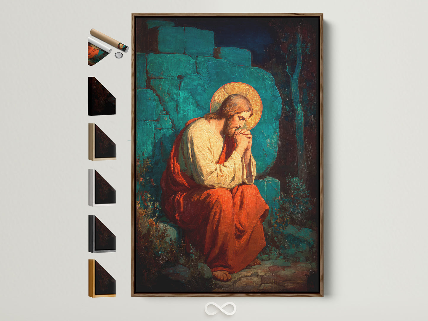 Explore our art print options with this brown frame. See available frame styles on the side. It shows how versatile our prints are. Find the perfect frame to complement your artwork today. We have many options available for your artwork.