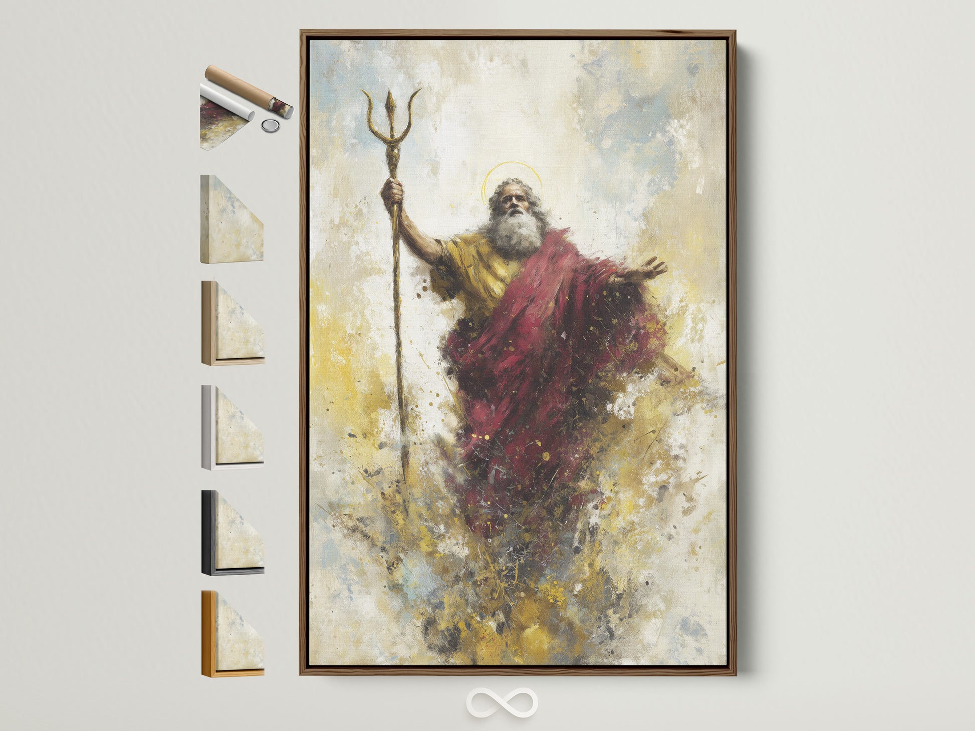 A brown frame displays various frame options. See the range of framing choices available. Find the perfect frame to complement your artwork. Explore frame styles and materials.