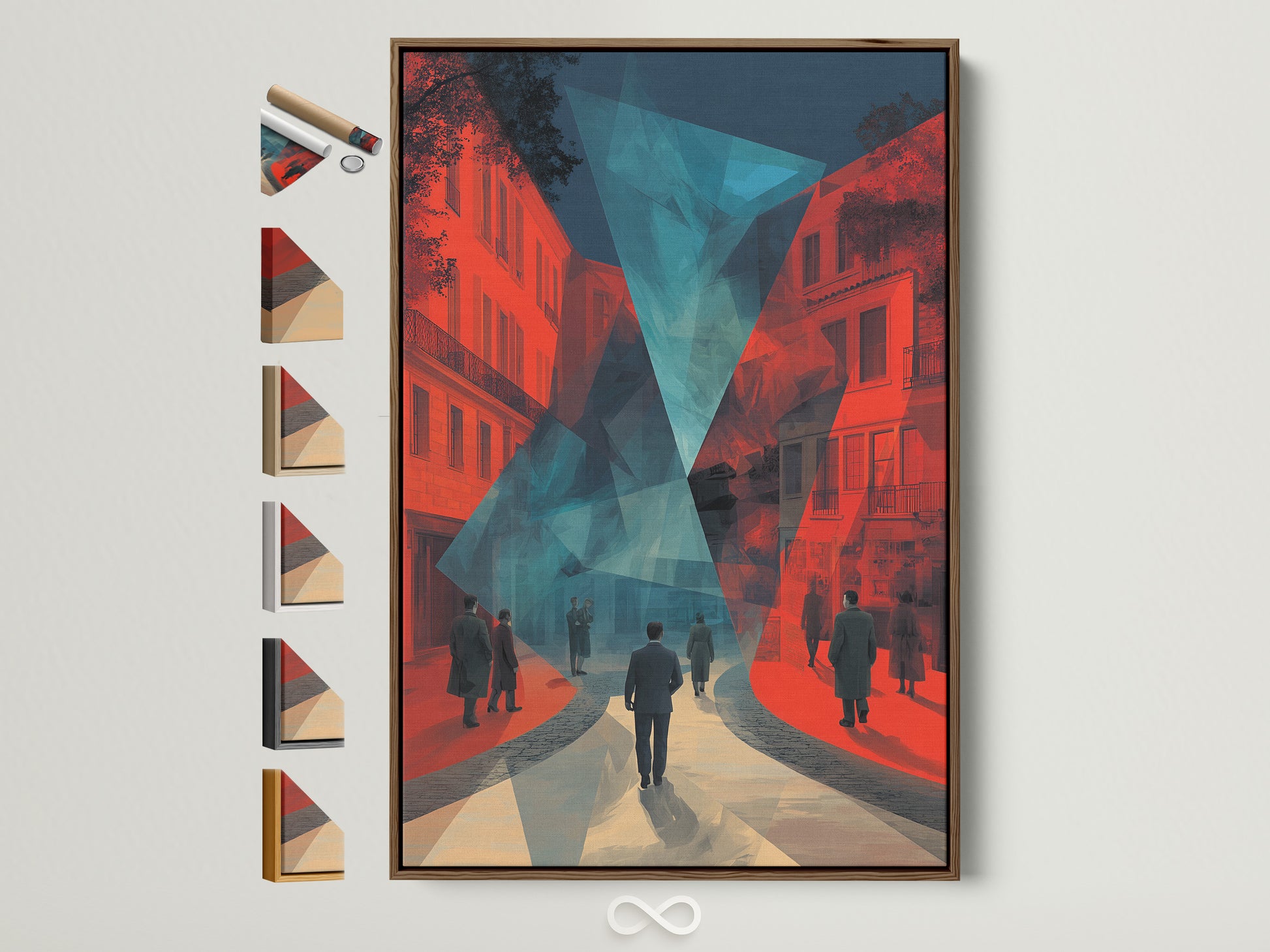 Explore framing options for your artwork. This photo showcases a brown frame. It displays all available frame styles. Find the perfect frame to complement your art. Enhance your living space with framed artwork.