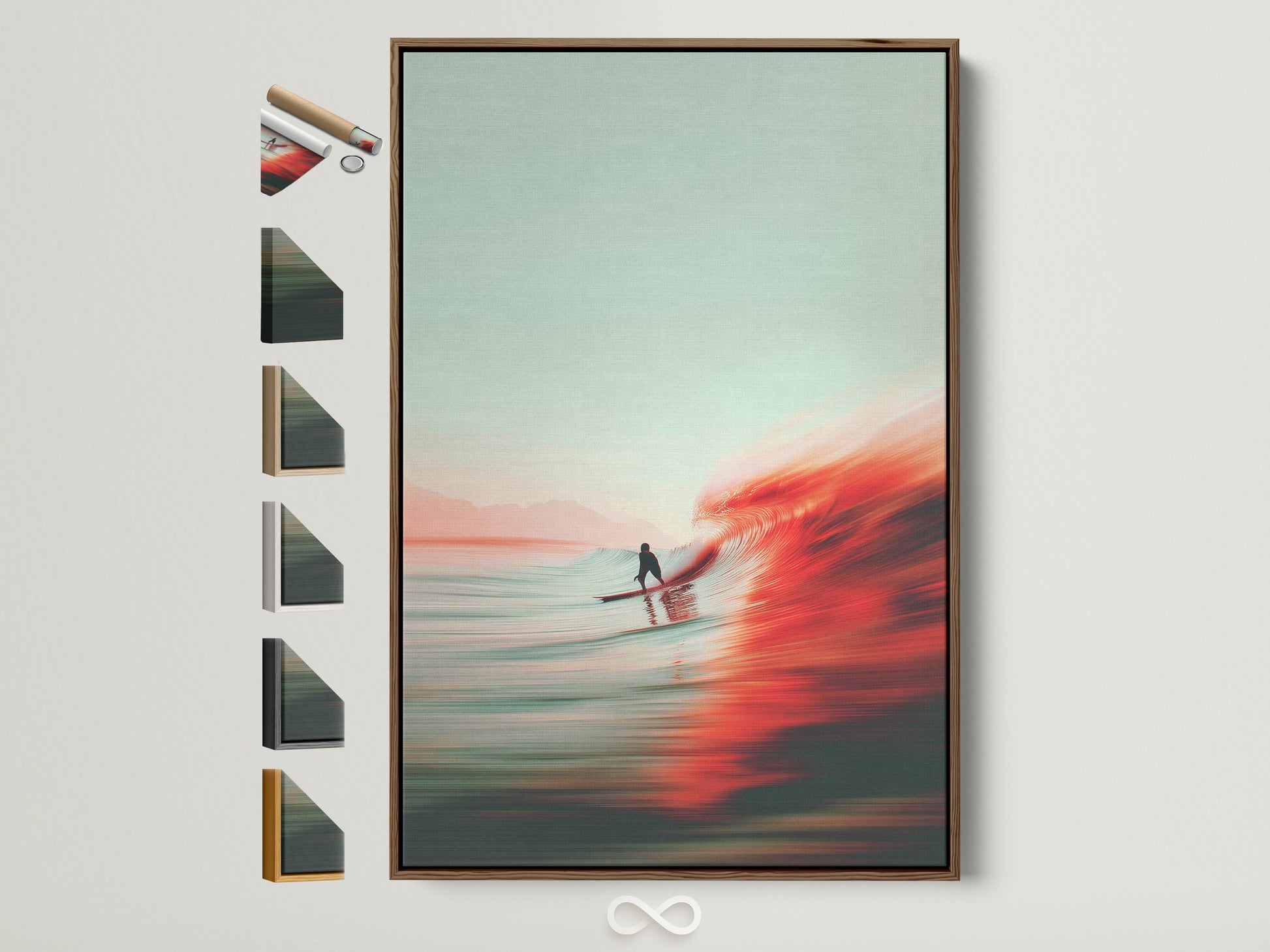 A brown frame showcases art prints. Discover framed artwork options. The art is vibrant. Explore frame styles. Find the perfect frames. All frame choices are available. Customize your art today.