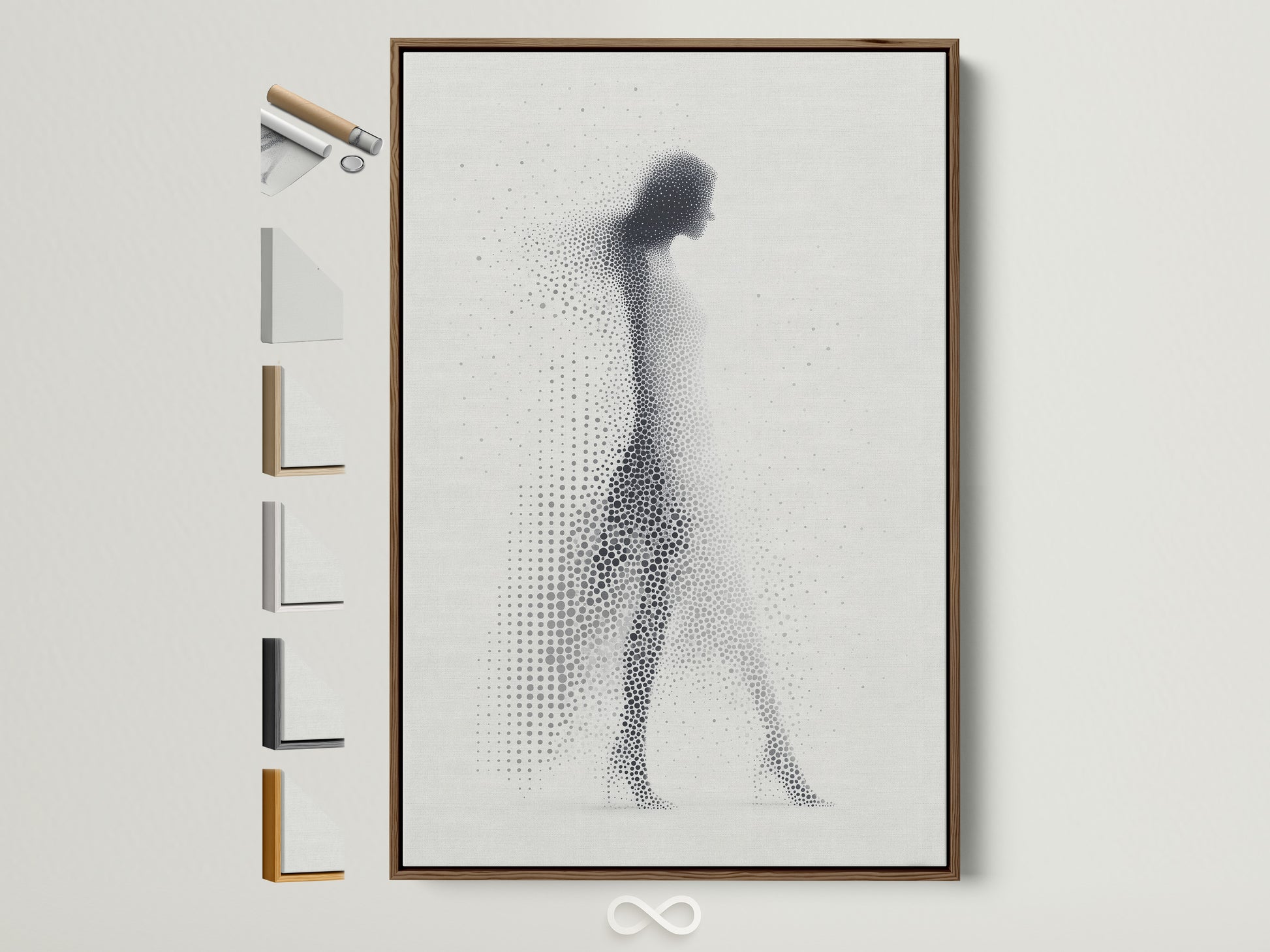 Explore framing options with this brown frame. It displays various frame styles. See artwork with different frame choices. Find the perfect frame for your art. Enhance your space with framed art.