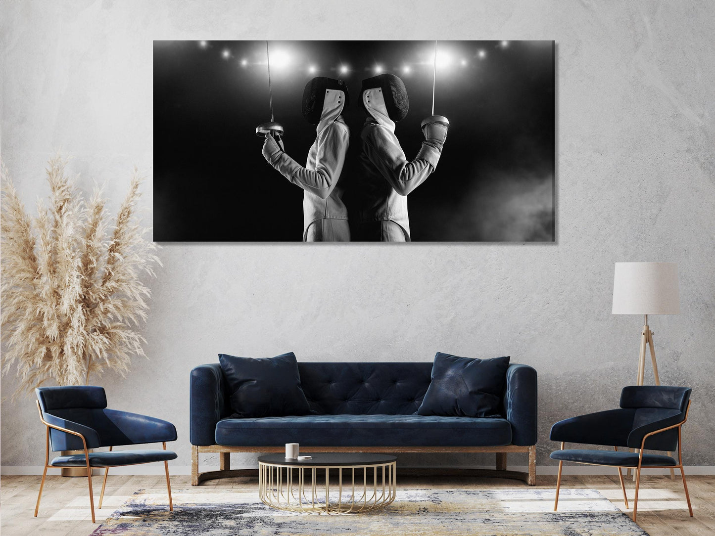 Fencing Canvas Print, Black and White Sports Art, Duel B&W Wall Decor, Fencing Athlete Artwork, Large Fencer Wall Decor, Art Print Gift Idea