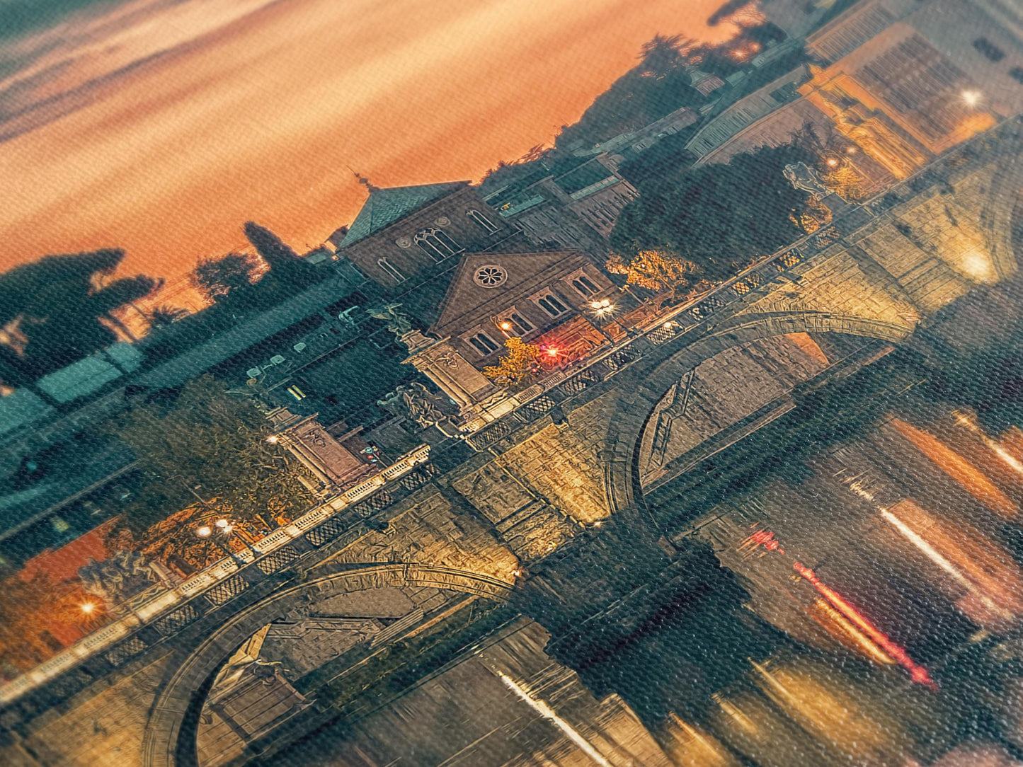 Muurkunst van de Sint-Pietersbasiliek - Canvasprint van een modern stadsgezicht van Rome, Muurkunst van Vaticaanstad, Reisposter van Italië, Wanddecoratie van een reisbureau