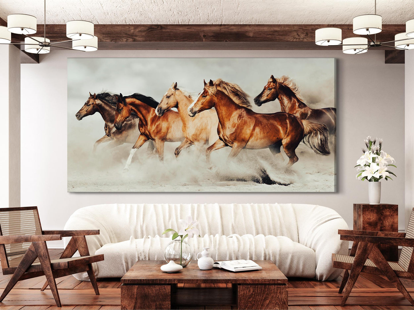 Arte de la pared de caballos: estampado de lona de caballos de gran tamaño, gran estampado de bellas artes de caballos, obras de arte de caballos, idea de regalo de amantes de los caballos, por encima de la decoración del sofá