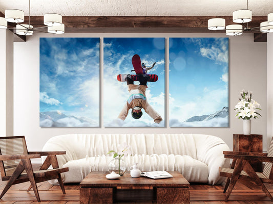 Snowboarder Canvas Print, Extreme Sports Wall Art, Large Winter Adventure Decor, Snowboarding Trick Artwork, XXL Mountain Sports Canvas Art