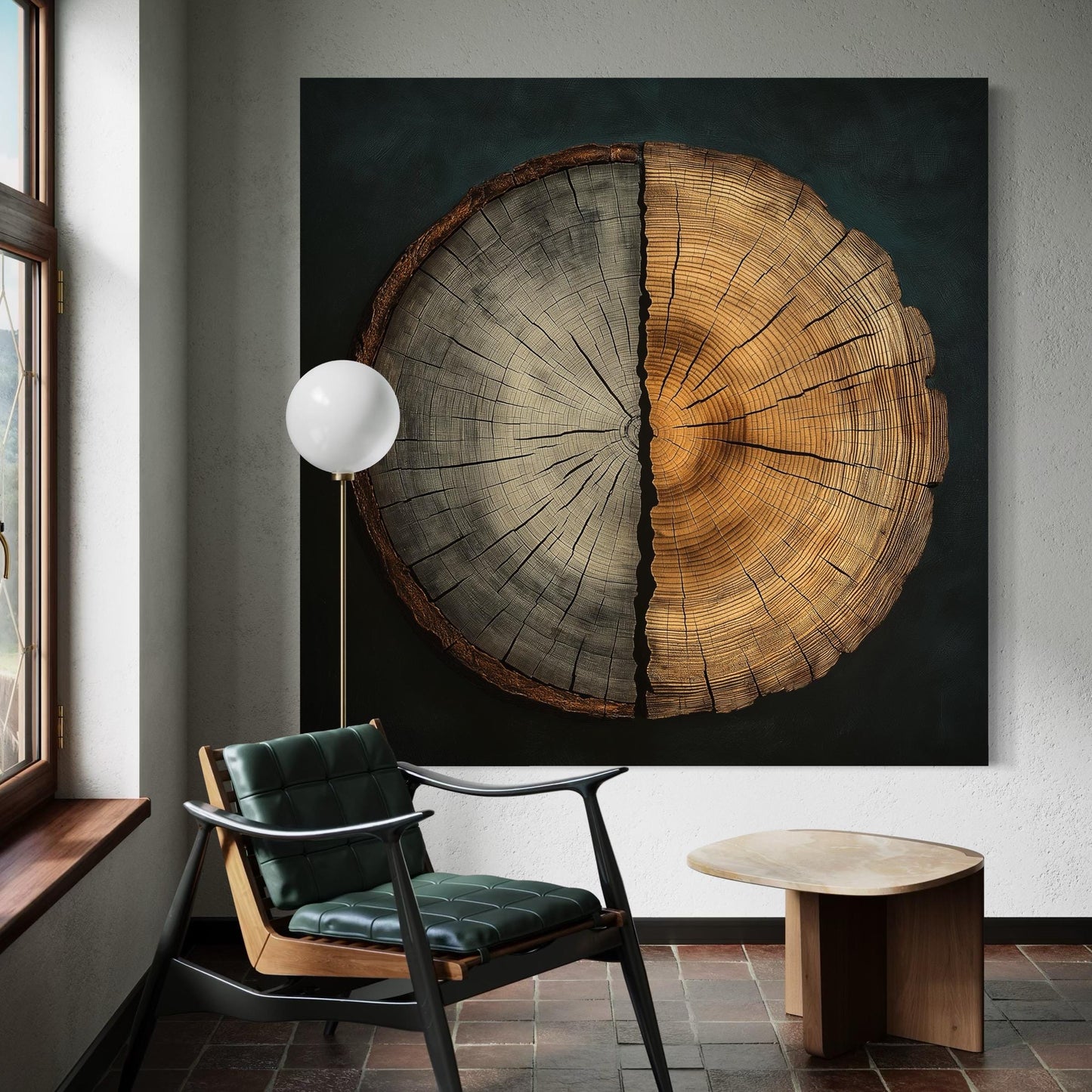 Farmhouse Wall Decor - Rustic Tree Ring Wall Art, Country House Style Wood Wall Art, Neutral Decor, Trunk Art Prints, Tree Ring Canvas Print
