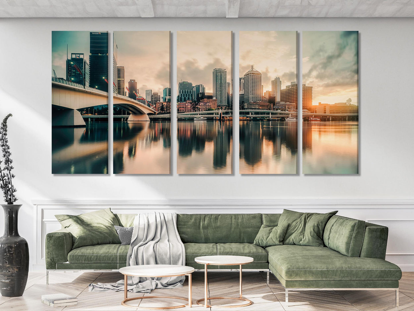 Brisbane Skyline Canvas Print, Large Cityscape Wall Art, Modern Urban Artwork, Sunset River Artwork, Travel Wall Decor for Home or Office