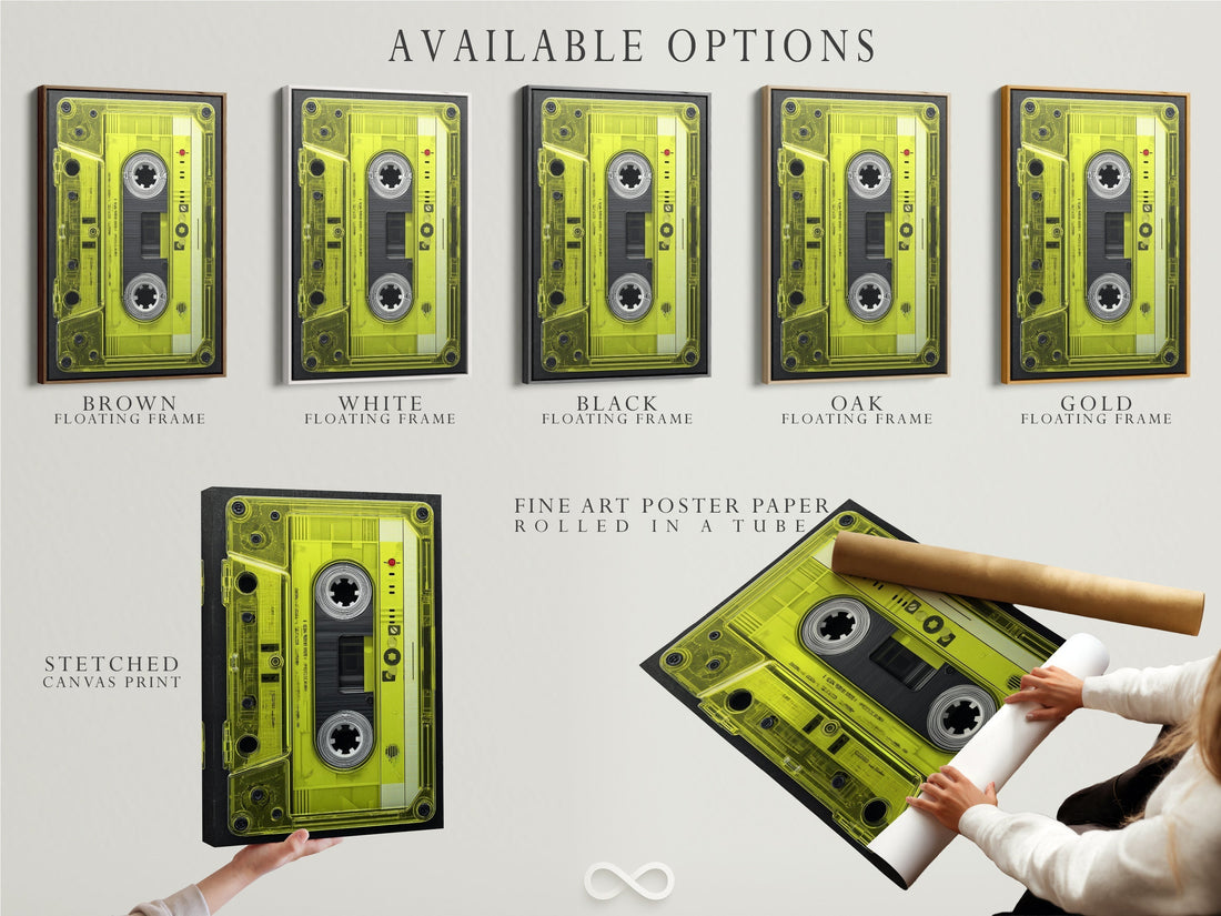 Product Spotlight: Neon Yellow Cassette Tape Canvas Art