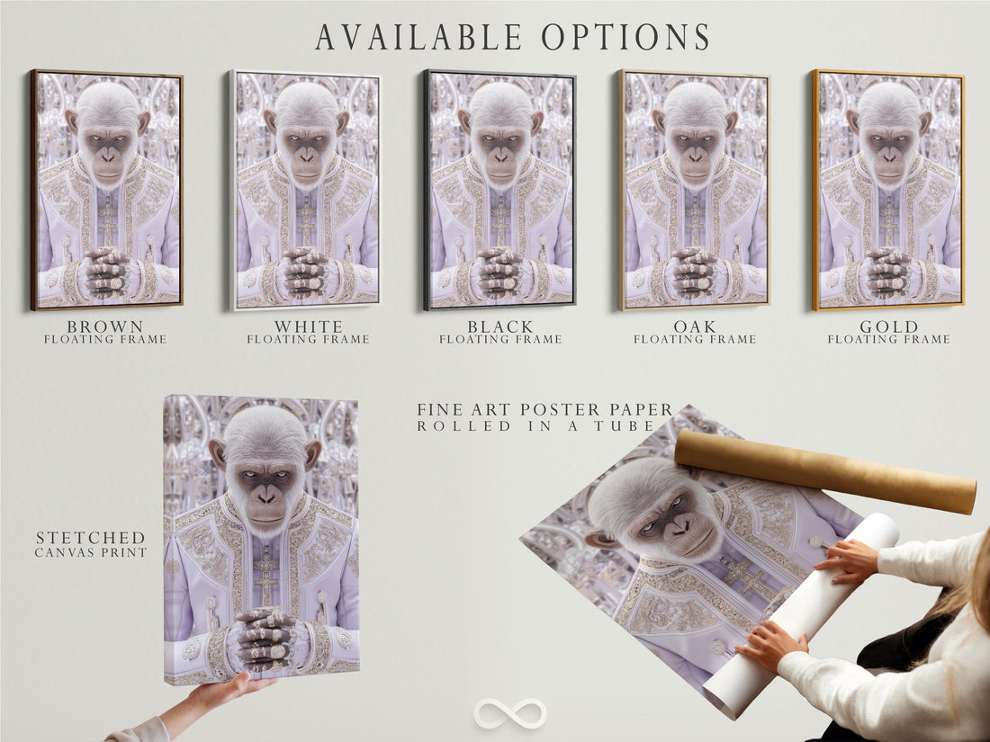 Product Spotlight: Albino Monkey Pope Canvas Art — Surreal Religious Wall Decor for Luxe, Eclectic Spaces