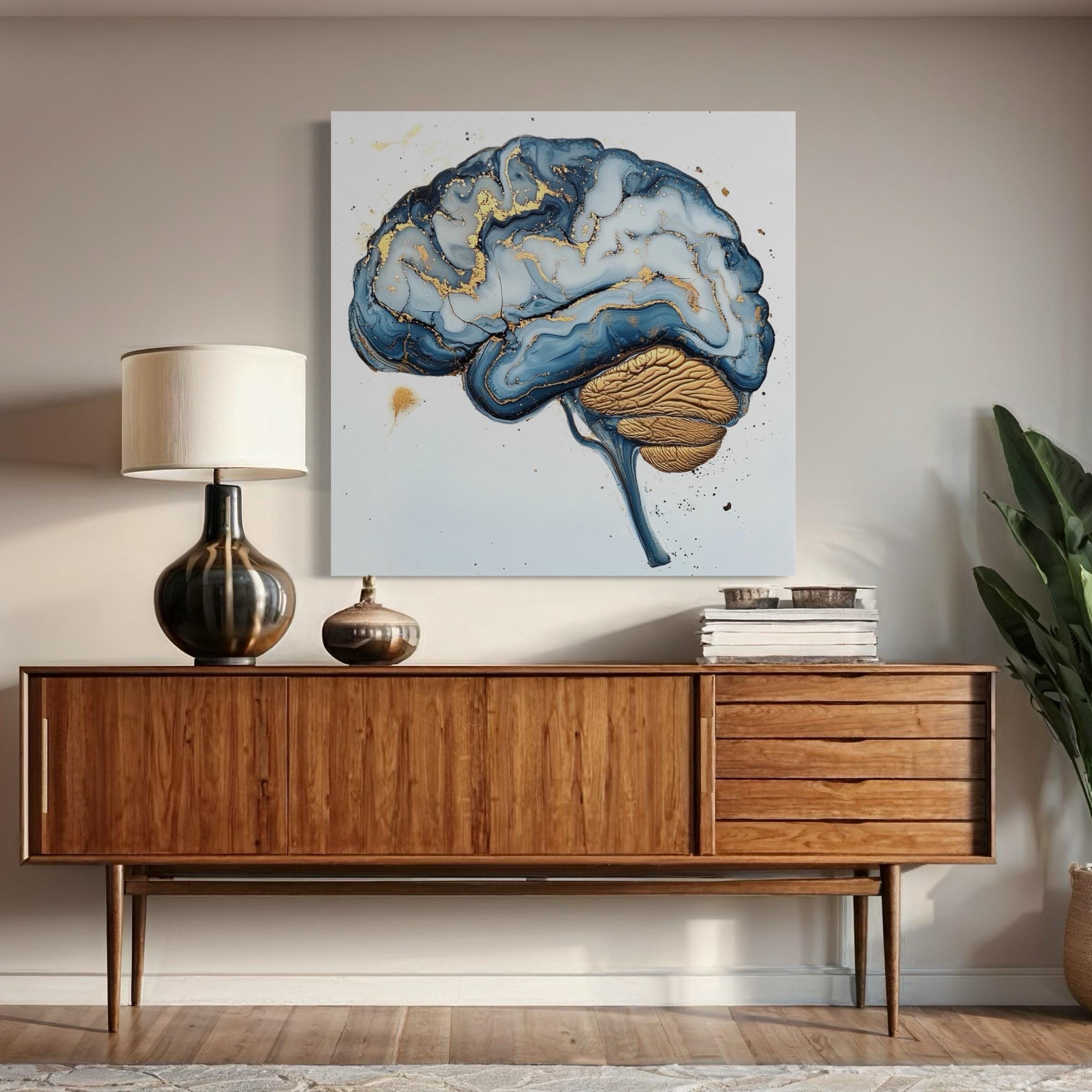 Blue–Gold Brilliance: Neuroscience Wall Art That Elevates Clinics, Therapy Rooms & Modern Homes