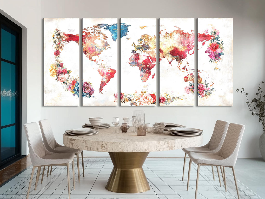 Product Spotlight: Floral World Map Canvas — Wanderlust Meets Botanical Color