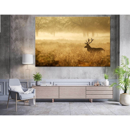 Silhouette of a red deer stag in the mist №04140 Ready to Hang Canvas PrintCanvas art arrives ready to hang, with hanging accessories included and no additional framing required. Every canvas print is hand-crafted, made on-demand at our workshop and exper