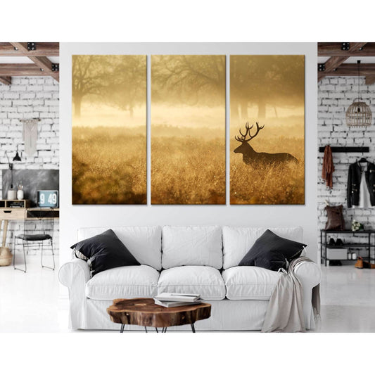 Silhouette of a red deer stag in the mist №04140 Ready to Hang Canvas PrintCanvas art arrives ready to hang, with hanging accessories included and no additional framing required. Every canvas print is hand-crafted, made on-demand at our workshop and exper