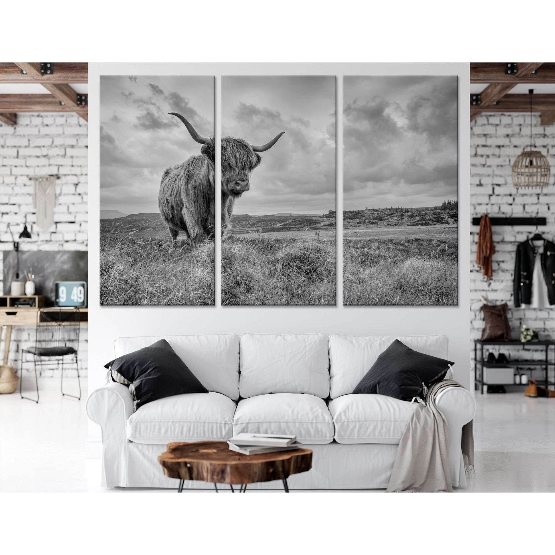 B&W Highland Cow №04125 Ready to Hang Canvas PrintCanvas art arrives ready to hang, with hanging accessories included and no additional framing required. Every canvas print is hand-crafted, made on-demand at our workshop and expertly stretched around 100%