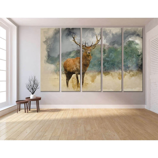 Watercolor painting of majestic red deer stag in Autumn Fall forest №04141 Ready to Hang Canvas PrintCanvas art arrives ready to hang, with hanging accessories included and no additional framing required. Every canvas print is hand-crafted, made on-demand