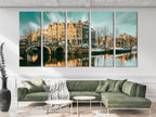 Amsterdam Canal Canvas Print, Large Cityscape Wall Art, Charming Dutch Architecture Artwork, Modern Urban Art Print, Scenic Wall Decor