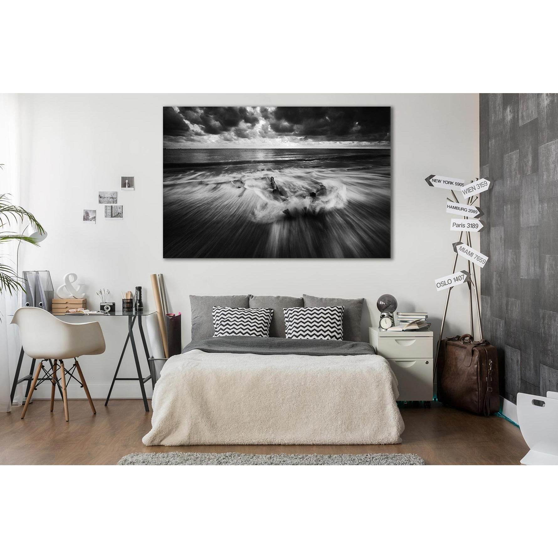 Gray Sky Sea Black And White №SL167 Ready to Hang Canvas PrintCanvas art arrives ready to hang, with hanging accessories included and no additional framing required. Every canvas print is hand-crafted, made on-demand at our workshop and expertly stretched