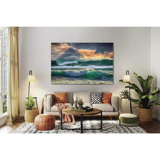Orange Sunset And Turquoise Waves №SL178 Ready to Hang Canvas PrintCanvas art arrives ready to hang, with hanging accessories included and no additional framing required. Every canvas print is hand-crafted, made on-demand at our workshop and expertly stre
