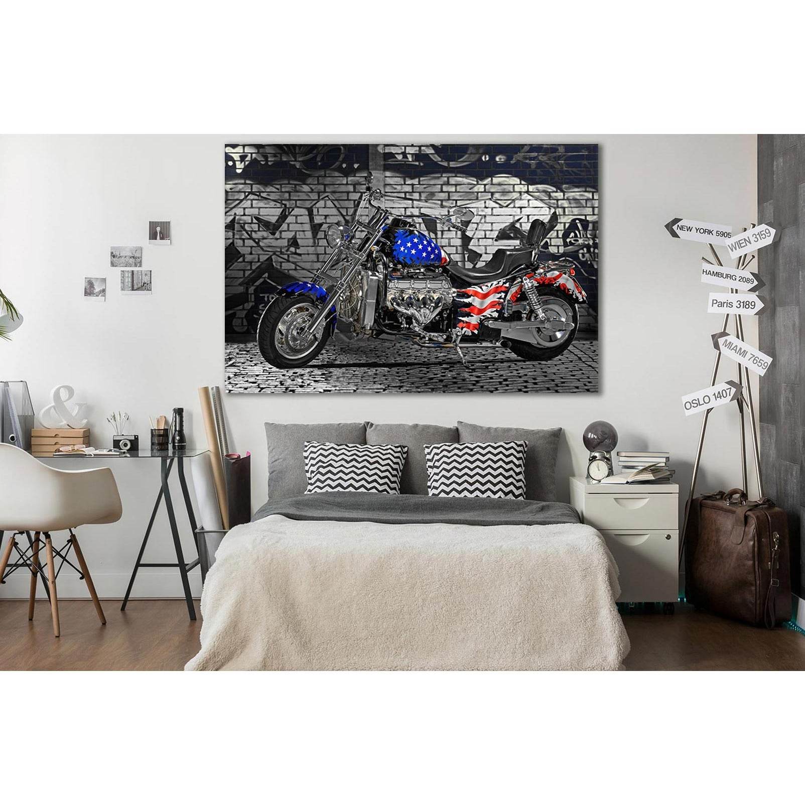 USA Flag Painted On Motorcycle №SL1170 Ready to Hang Canvas PrintCanvas art arrives ready to hang, with hanging accessories included and no additional framing required. Every canvas print is hand-crafted, made on-demand at our workshop and expertly stretc