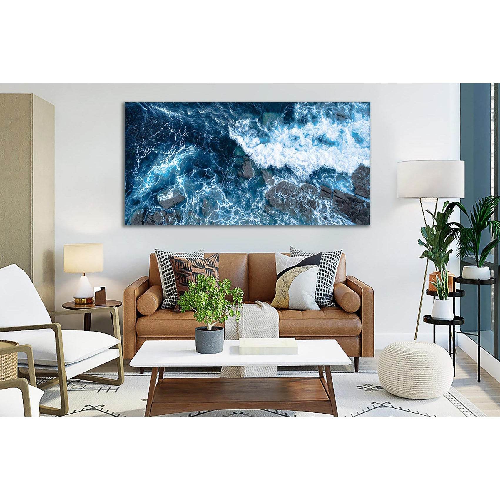 Foam Waves Blue Ocean №SL42 Ready to Hang Canvas PrintCanvas art arrives ready to hang, with hanging accessories included and no additional framing required. Every canvas print is hand-crafted, made on-demand at our workshop and expertly stretched around