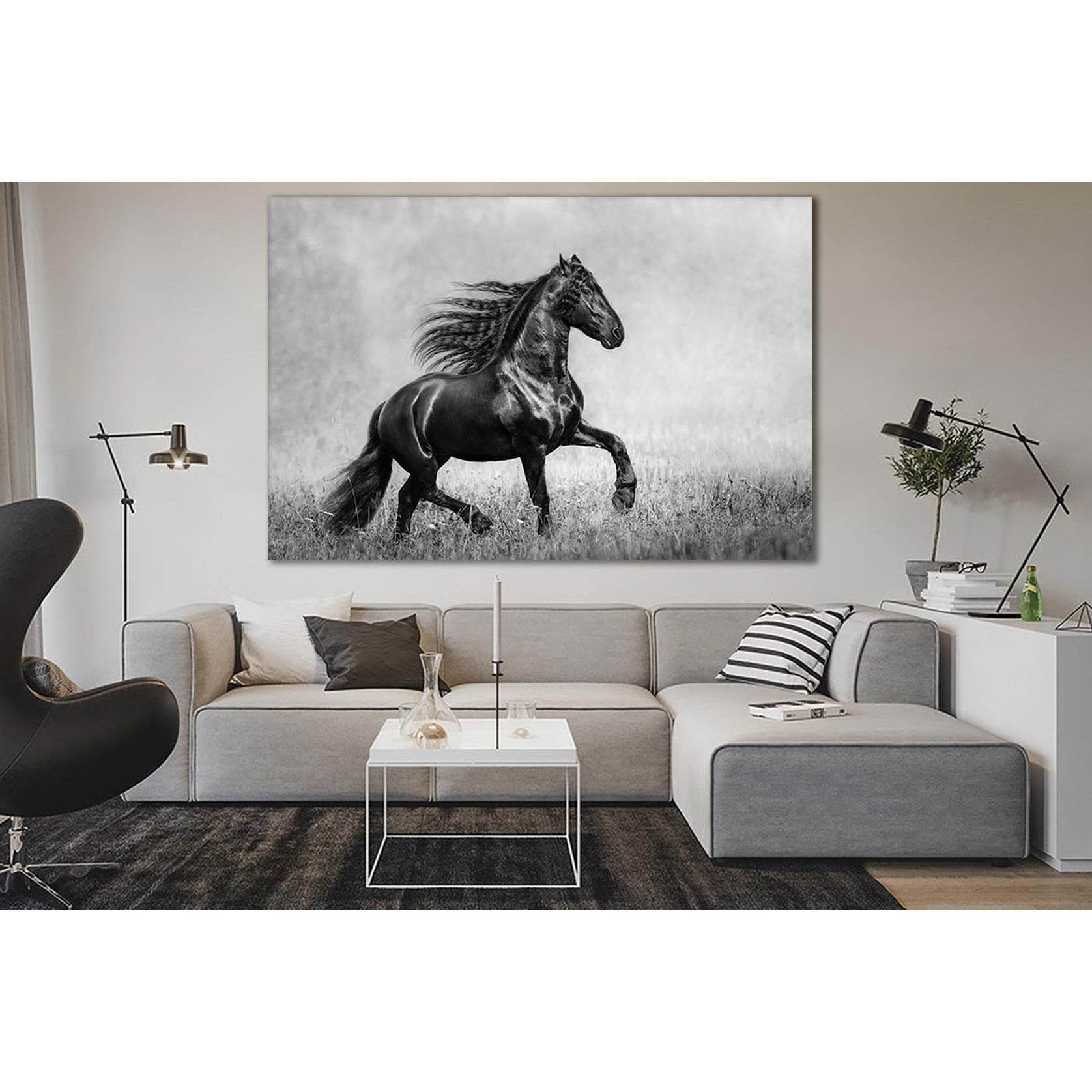 Beautiful Black Horse Black and White №SL858 Ready to Hang Canvas PrintCanvas art arrives ready to hang, with hanging accessories included and no additional framing required. Every canvas print is hand-crafted, made on-demand at our workshop and expertly