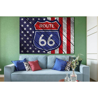 American Flag Route 66 On Old Wood №SL1201 Ready to Hang Canvas PrintCanvas art arrives ready to hang, with hanging accessories included and no additional framing required. Every canvas print is hand-crafted, made on-demand at our workshop and expertly st