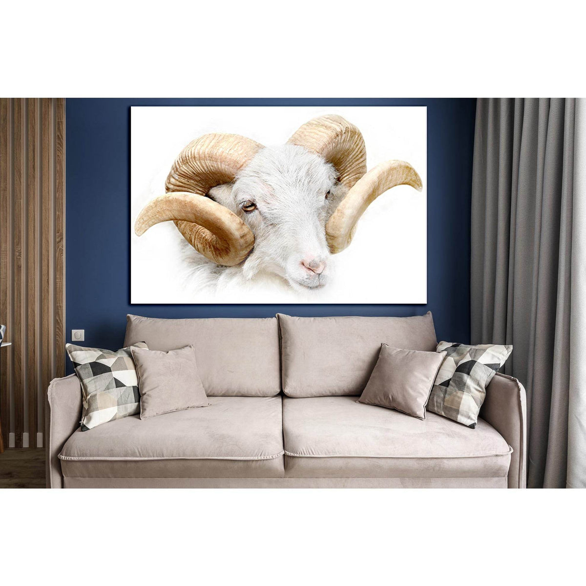 White Ram Close Up №SL997 Ready to Hang Canvas PrintCanvas art arrives ready to hang, with hanging accessories included and no additional framing required. Every canvas print is hand-crafted, made on-demand at our workshop and expertly stretched around 10