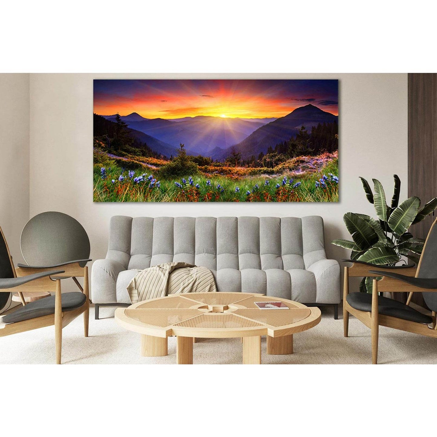 Wild Flowers Mountains Sunset №SL686 Ready to Hang Canvas PrintCanvas art arrives ready to hang, with hanging accessories included and no additional framing required. Every canvas print is hand-crafted, made on-demand at our workshop and expertly stretche