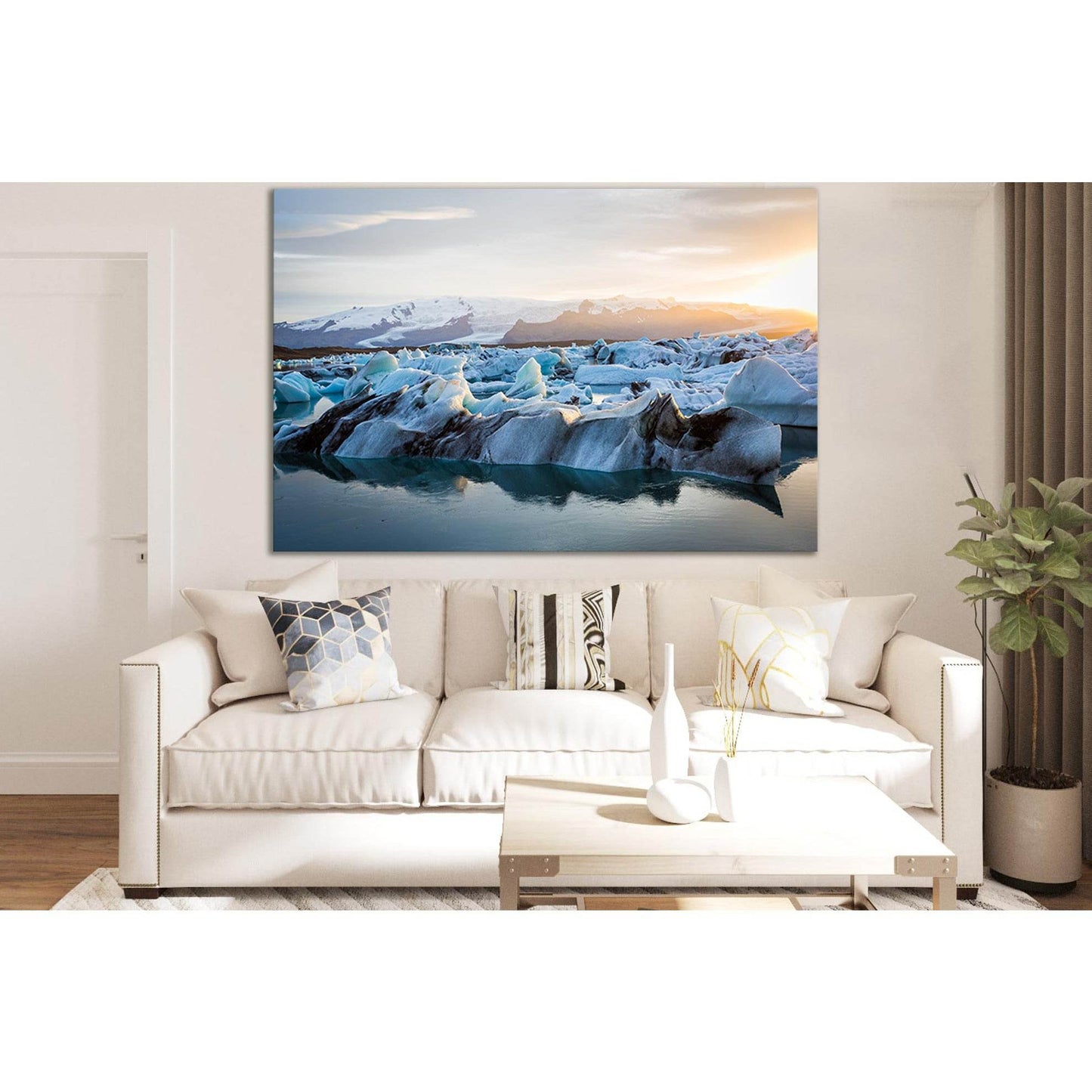 Sunset Over Jokulsarlon Glacier Lagoon №SL1336 Ready to Hang Canvas PrintCanvas art arrives ready to hang, with hanging accessories included and no additional framing required. Every canvas print is hand-crafted, made on-demand at our workshop and expertl