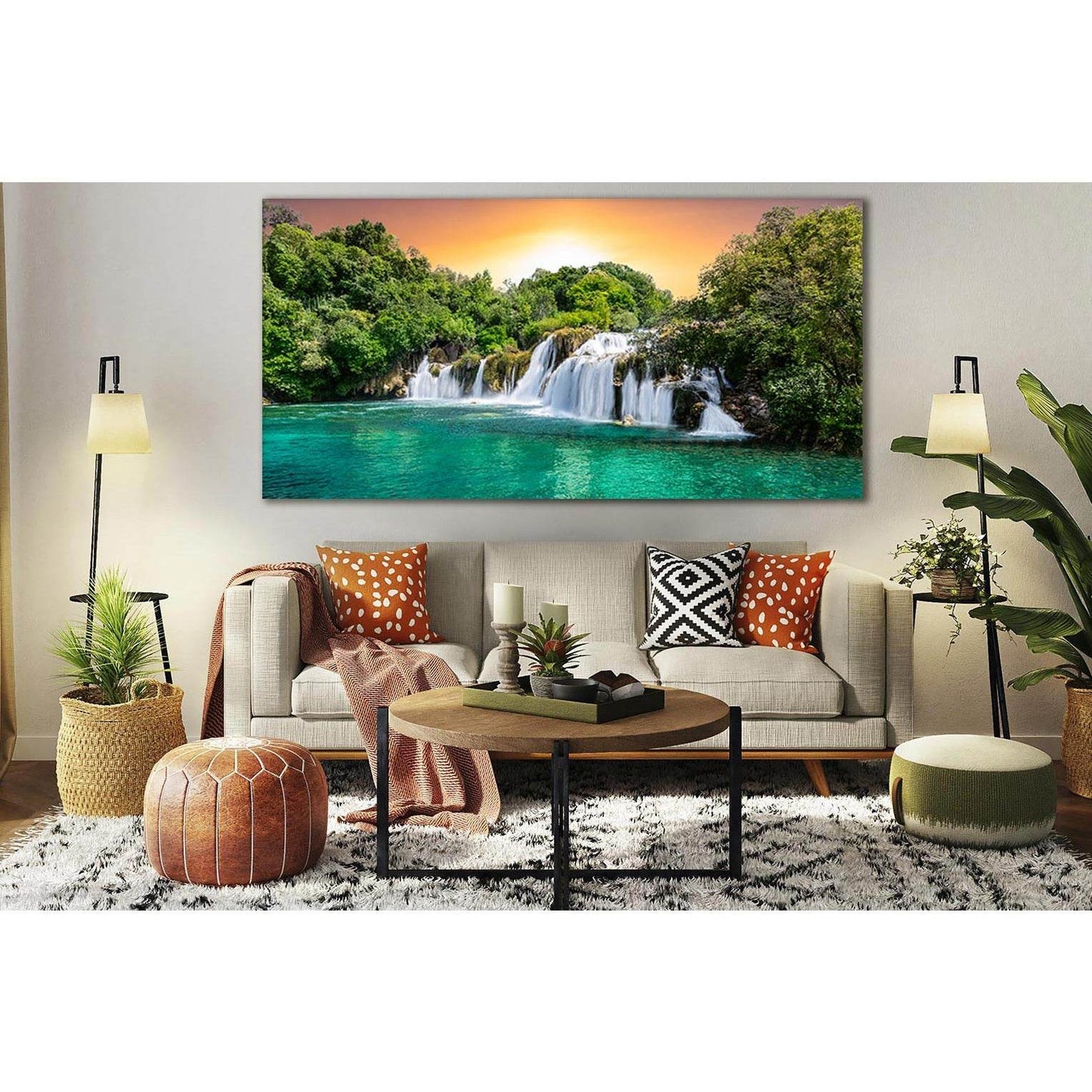 Waterfalls At Sunset №SL471 Ready to Hang Canvas PrintCanvas art arrives ready to hang, with hanging accessories included and no additional framing required. Every canvas print is hand-crafted, made on-demand at our workshop and expertly stretched around