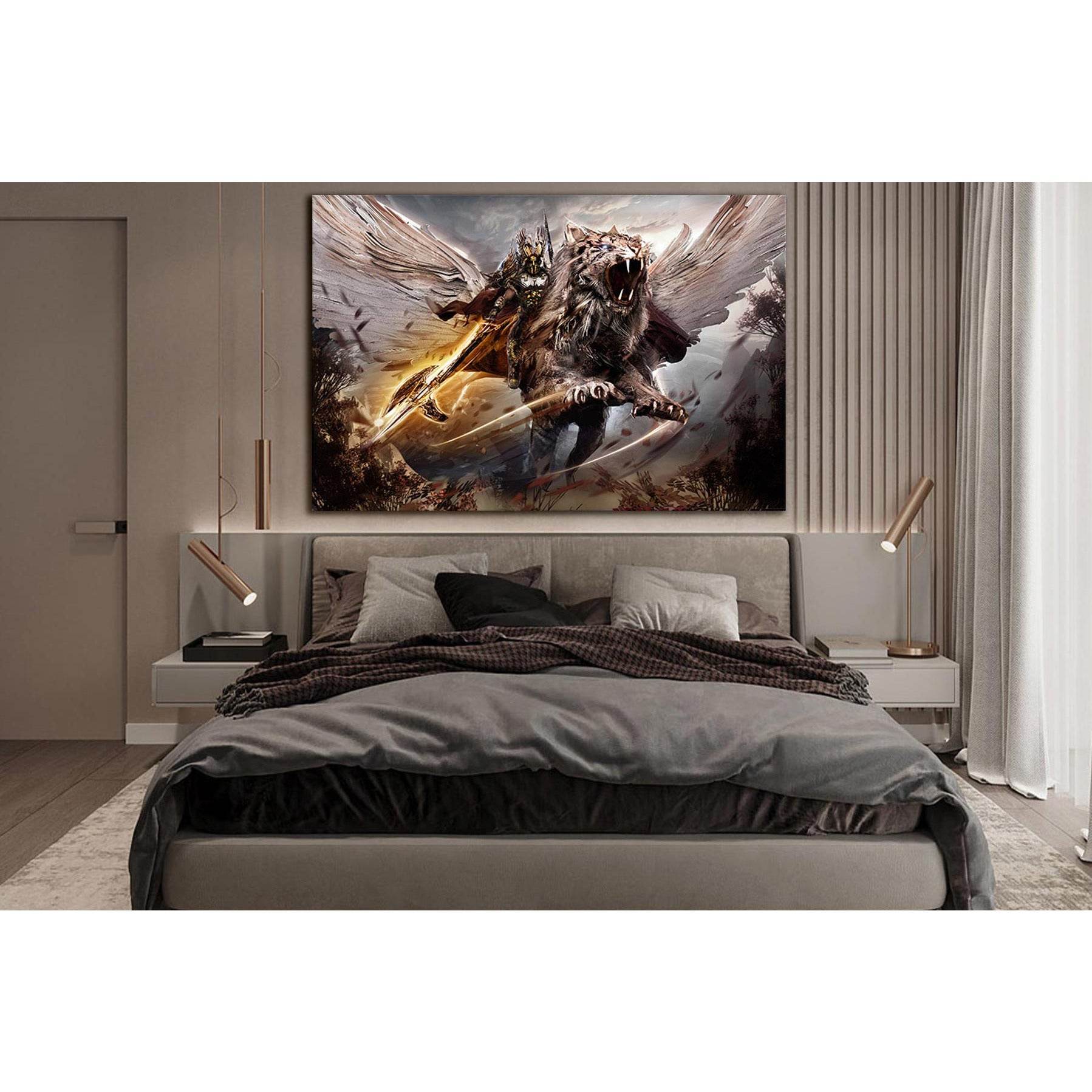 Fantasy Warrior On Magic Tiger №SL1272 Ready to Hang Canvas PrintCanvas art arrives ready to hang, with hanging accessories included and no additional framing required. Every canvas print is hand-crafted, made on-demand at our workshop and expertly stretc