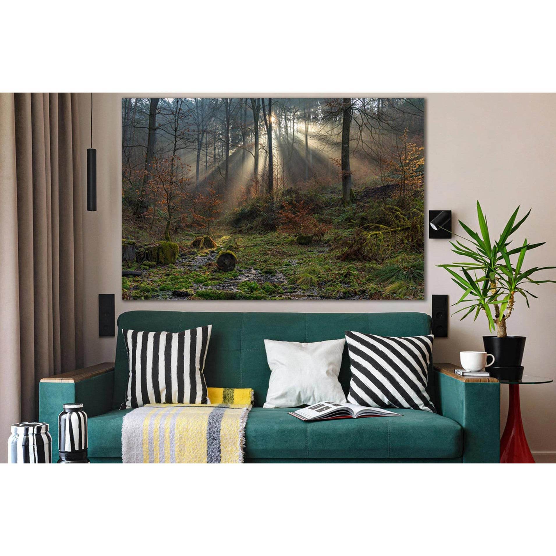 Trees Moss Rays Of Light №SL1072 Ready to Hang Canvas PrintCanvas art arrives ready to hang, with hanging accessories included and no additional framing required. Every canvas print is hand-crafted, made on-demand at our workshop and expertly stretched ar