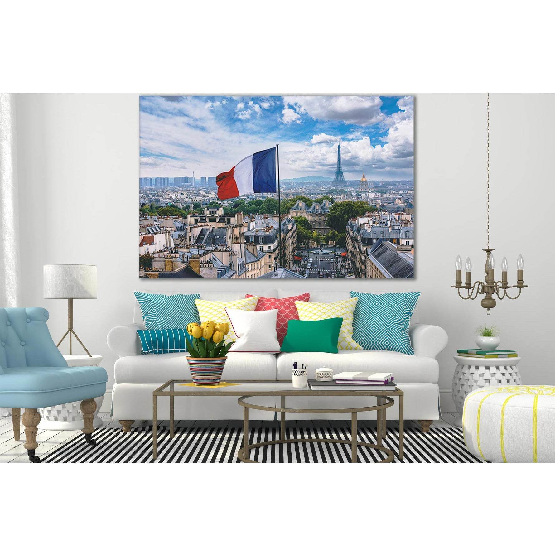 French Flag And Eiffel Tower №SL1182 Ready to Hang Canvas PrintCanvas art arrives ready to hang, with hanging accessories included and no additional framing required. Every canvas print is hand-crafted, made on-demand at our workshop and expertly stretche