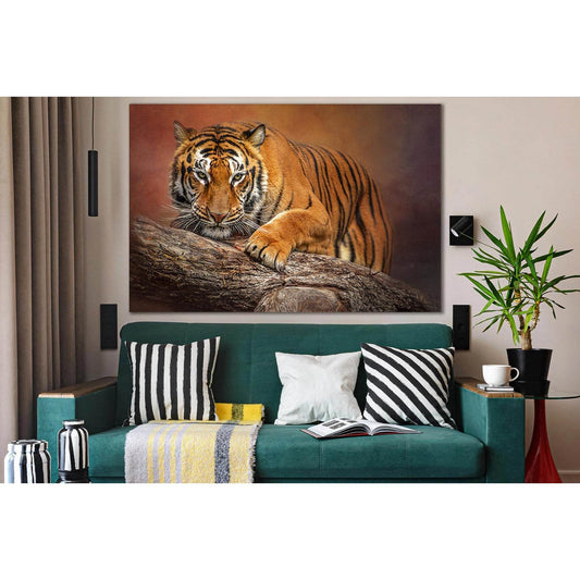 Tiger On A Log №SL1013 Ready to Hang Canvas PrintCanvas art arrives ready to hang, with hanging accessories included and no additional framing required. Every canvas print is hand-crafted, made on-demand at our workshop and expertly stretched around 100%