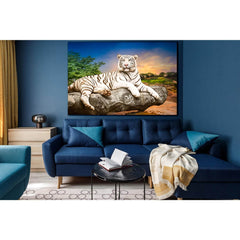 White Tiger Resting On The Stone №SL1047 Ready to Hang Canvas PrintCanvas art arrives ready to hang, with hanging accessories included and no additional framing required. Every canvas print is hand-crafted, made on-demand at our workshop and expertly stre