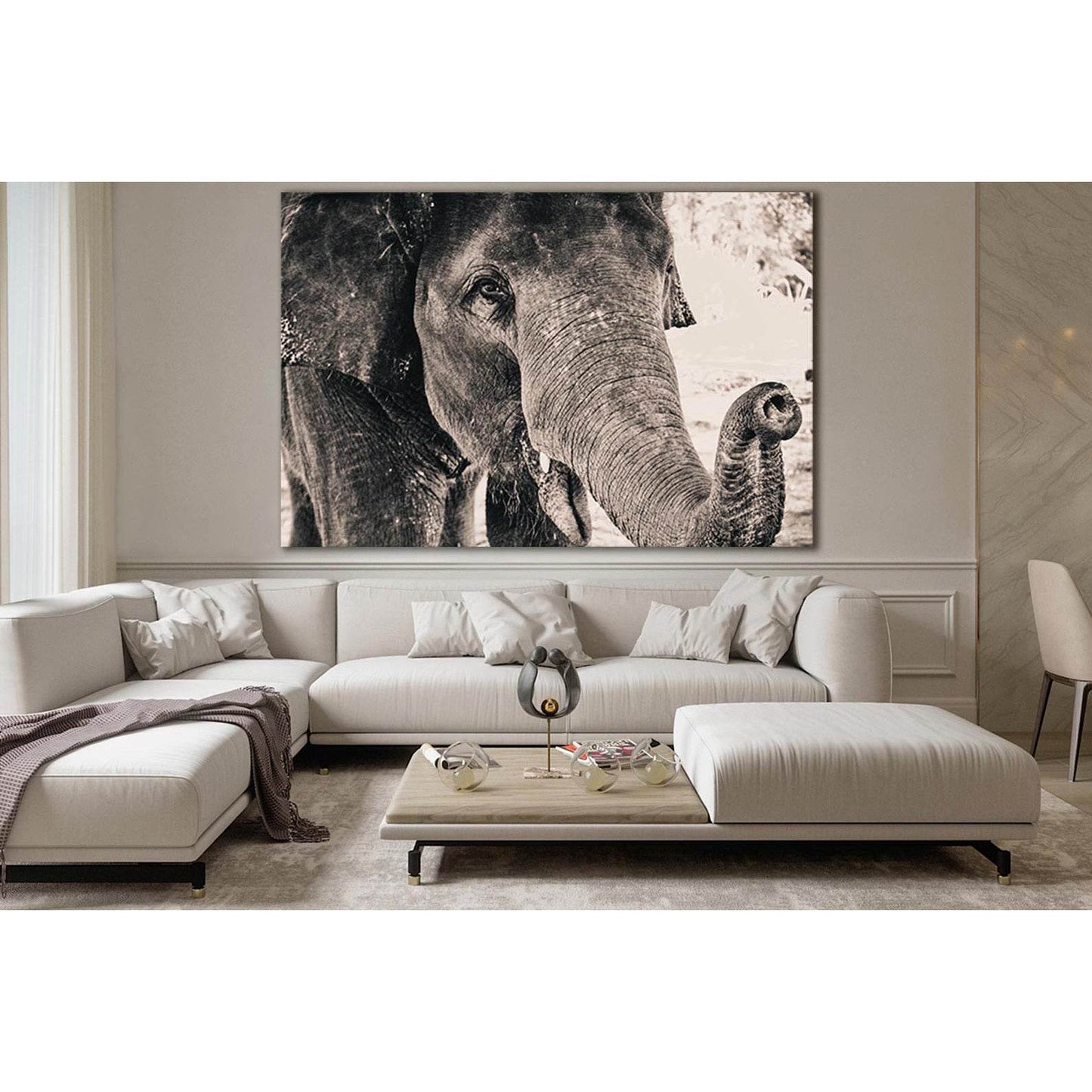 Big Elephant Monochrome Portrait №SL1505 Ready to Hang Canvas PrintCanvas art arrives ready to hang, with hanging accessories included and no additional framing required. Every canvas print is hand-crafted, made on-demand at our workshop and expertly stre