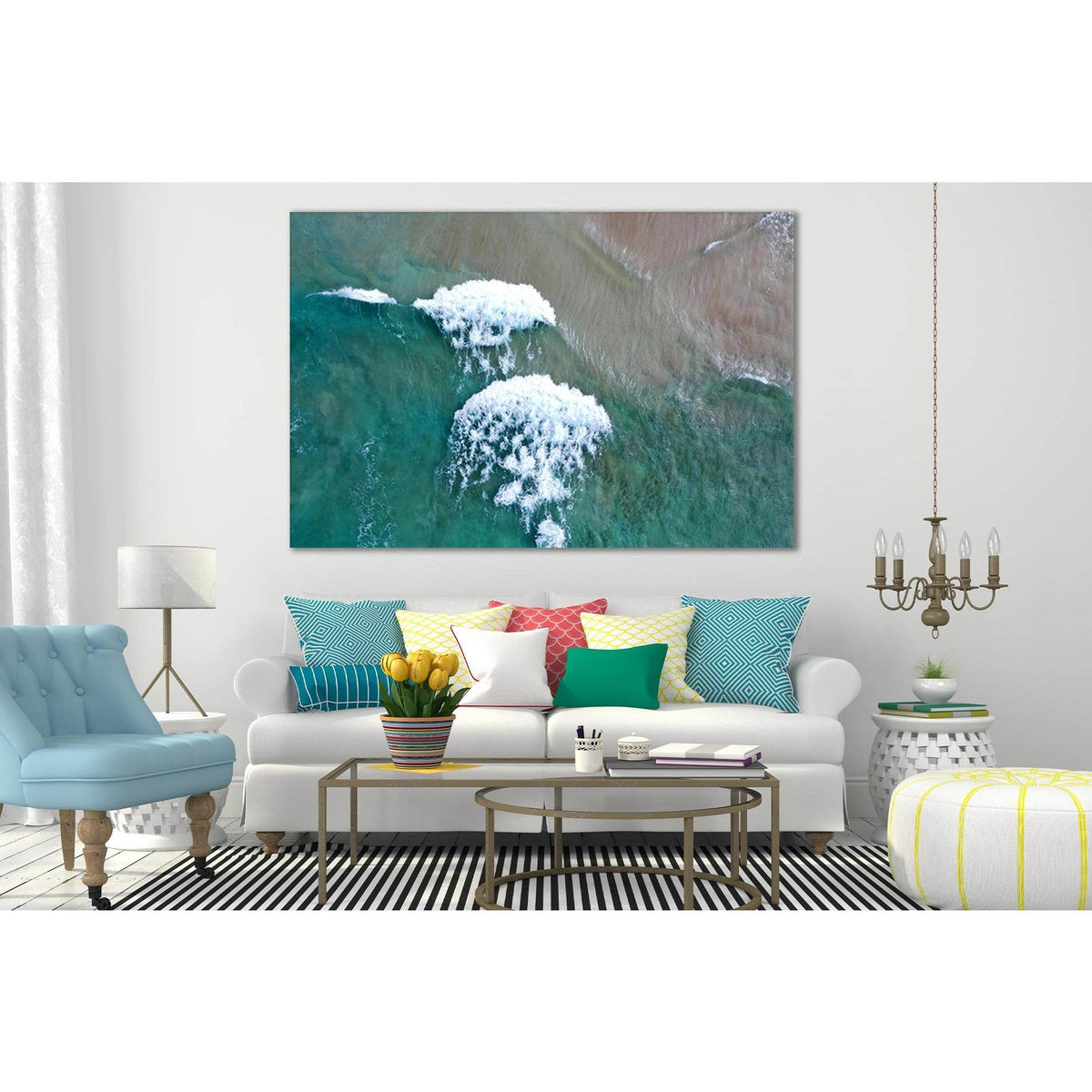 Turquoise Waves Top View №SL106 Ready to Hang Canvas PrintCanvas art arrives ready to hang, with hanging accessories included and no additional framing required. Every canvas print is hand-crafted, made on-demand at our workshop and expertly stretched aro