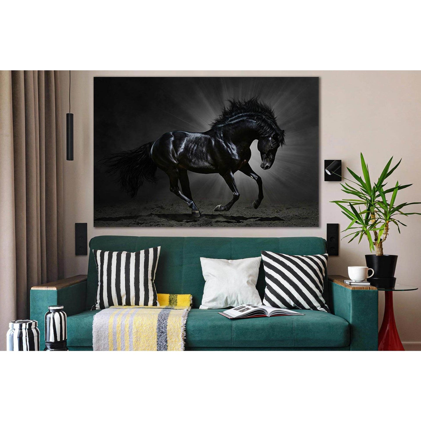 Black Horse In The Rays Of Light №SL1005 Ready to Hang Canvas PrintCanvas art arrives ready to hang, with hanging accessories included and no additional framing required. Every canvas print is hand-crafted, made on-demand at our workshop and expertly stre