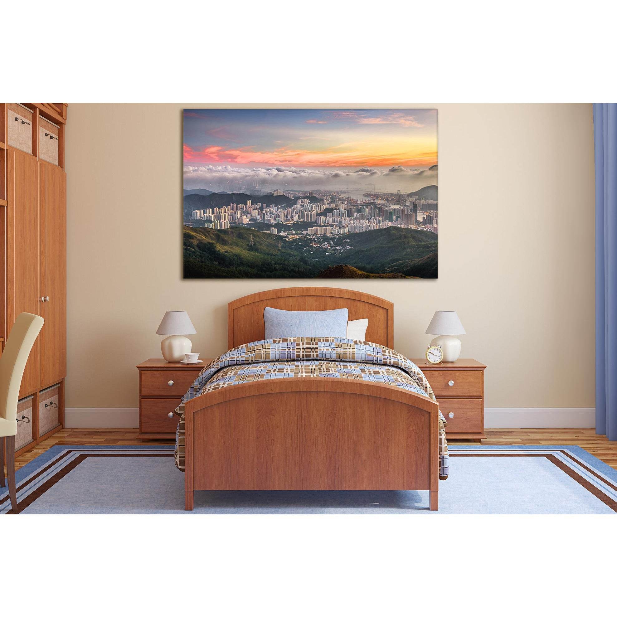 Beautiful Sunset And Clouds Over City №SL328 Ready to Hang Canvas PrintCanvas art arrives ready to hang, with hanging accessories included and no additional framing required. Every canvas print is hand-crafted, made on-demand at our workshop and expertly