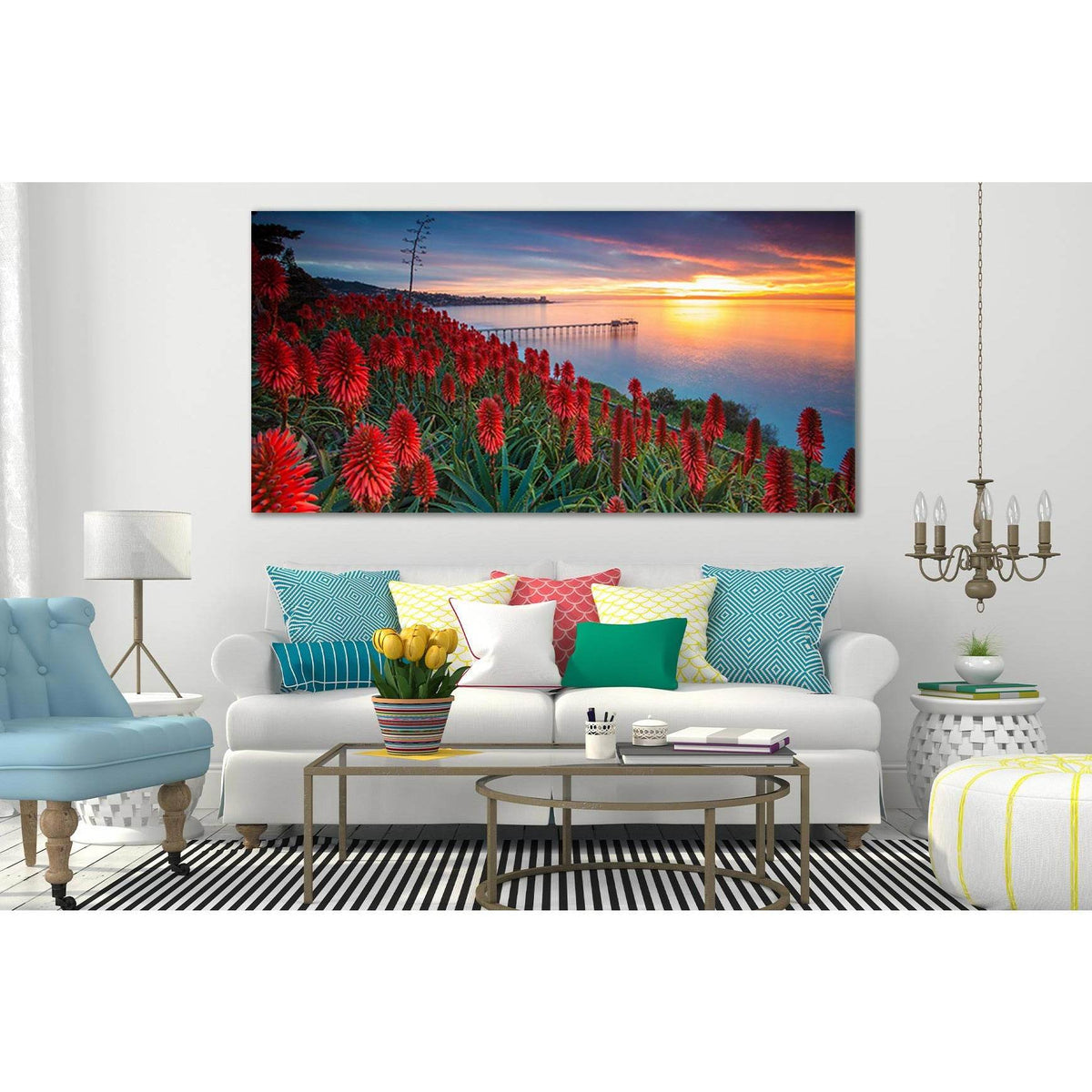Red Flowers Pier Sunset №SL234 Ready to Hang Canvas PrintCanvas art arrives ready to hang, with hanging accessories included and no additional framing required. Every canvas print is hand-crafted, made on-demand at our workshop and expertly stretched arou