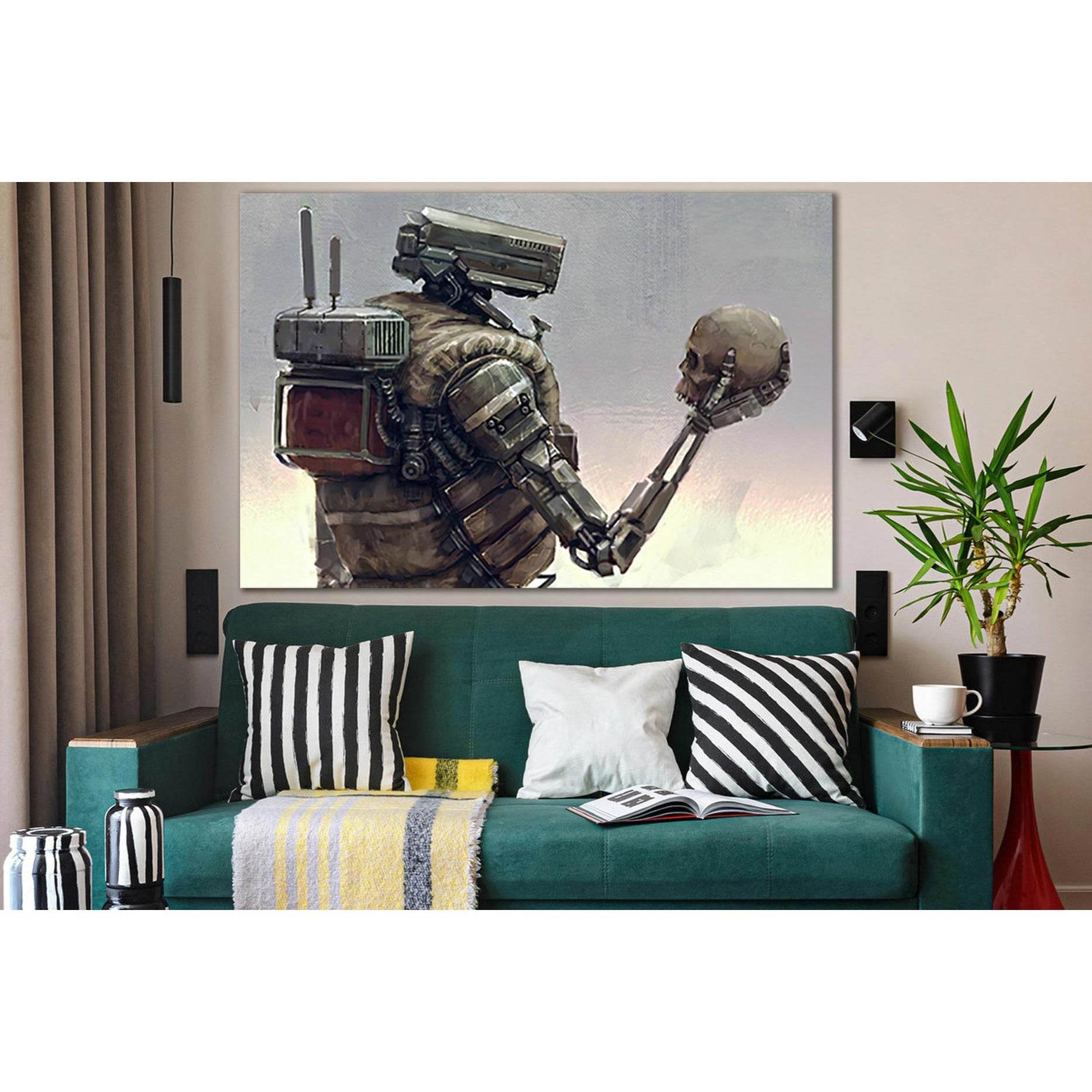 Robot And Skull №SL1291 Ready to Hang Canvas PrintCanvas art arrives ready to hang, with hanging accessories included and no additional framing required. Every canvas print is hand-crafted, made on-demand at our workshop and expertly stretched around 100%